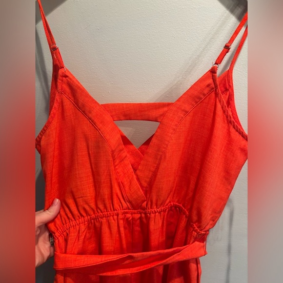 Vibrant Orange Women's jumpsuit flying tomato size small boho bold bright - Picture 4 of 9